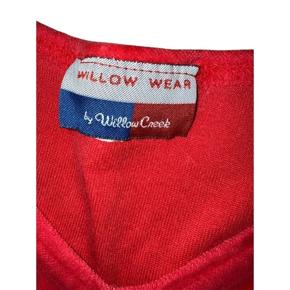 Willow Wear Pajama Set Womens M Red Solid V-Neck Long Sleeve 2-Piece cozycore